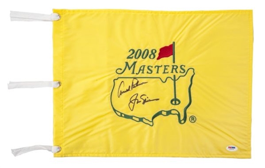Arnold Palmer and Jack Nicklaus Dual Signed 2008 Masters Golf Flag
